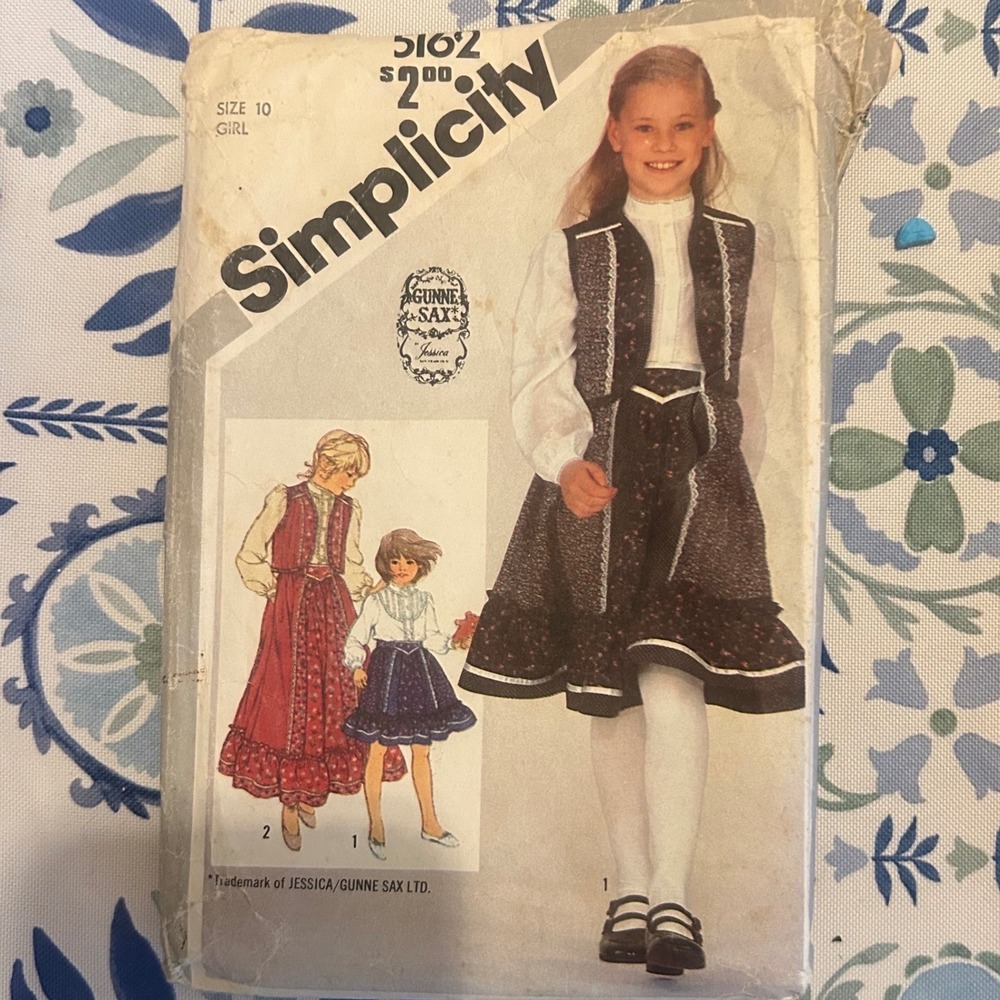 Simplicity 5162 Gunne Sax Sewing Pattern Girls Size 10 Multi Vintage Prairie DIY